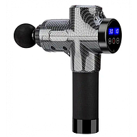 Массажный пистолет Перкуссионный массажер Вибрационный 20в1 + чехол XCY 6 насадок в комплекте ЖК дисплей