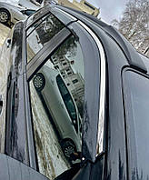 Ветровики на окна Hyundai Santa Fe 2 дефлекторы с хром полоской для Санта Фе 2006-2012