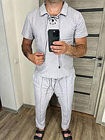 Мужской летний костюм штаны и футболка поло из льна Розмір: 44-46, 48-50, 52-54