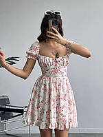 Женское летнее платье Модное женское платье в цветочный принт Платье женское короткое принтованное P&T