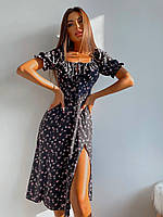 Женское модное платье Летнее женское платье Платье женское в цветочный принт Женское платье с разрезом A&S.
