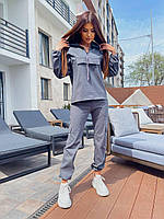 Женский весенний костюм карго из джинса бенгалина кофта и штаны с фиксаторами и карманами размеры 42-48