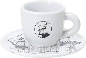 Чашка с блюдцем еспрессо Bialetti Moka Carosello фарфор 80 мл (Италия)