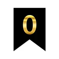 Цифра "0" на прапорці для будь-яких написів золото на чорному 16*12см