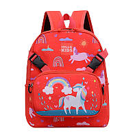 Детский рюкзак,школьный ранец 2 в 1 Красный единарог