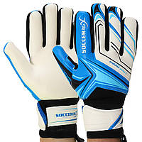Перчатки вратарские SOCCERMAX GK-4341 размер 9 цвет белый-синий-голубой ag
