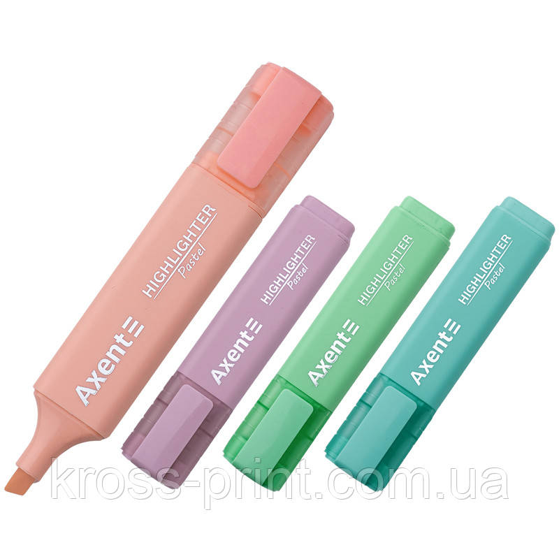 Маркер Highlighter 2537-A, 1-5 мм клиноп, 4 шт. пастельних
