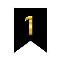 Цифра "1" на прапорці для будь-яких написів золото на чорному 16*12см