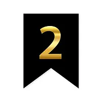 Цифра "2" на прапорці для будь-яких написів золото на чорному 16*12см
