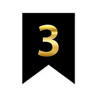 Цифра "3" на прапорці для будь-яких написів золото на чорному 16*12см