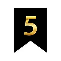 Цифра "5" на прапорці для будь-яких написів золото на чорному 16*12см
