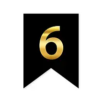 Цифра "6" на прапорці для будь-яких написів золото на чорному 16*12см