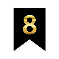 Цифра "8" на прапорці для будь-яких написів золото на чорному 16*12см