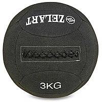 Мяч набивной для кросфита волбол WALL BALL Zelart FI-7224-3 3кг черный ag