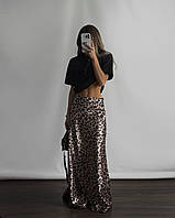 Жіноча спідниця трендова максі леопардовий принт розміри: 42-44, 44-46