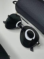 Мужские солнцезащитные очки Gucci черные капельки Polarized Гучи авиаторы поляризованные с двойной переносицей