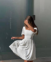 Женское летнее легкое платье из американского крепа со шнуровкой размеры 42-48