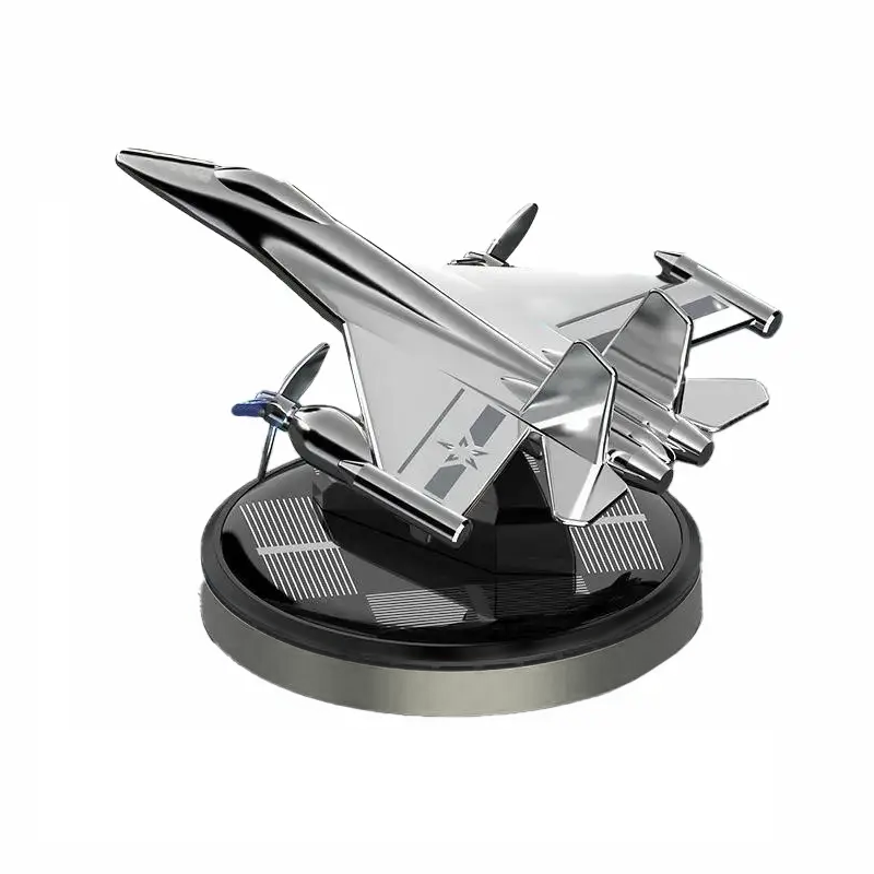 Ароматизатор на сонячних батареях у машину Літак Винищувач, срібний, фото 1