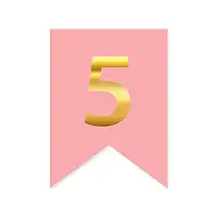 Цифра "5" на прапорці для будь-яких написів золото на рожевому 16*12см