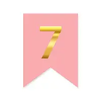 Цифра "7" на прапорці для будь-яких написів золото на рожевому 16*12см
