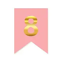 Цифра "8" на прапорці для будь-яких написів золото на рожевому 16*12см