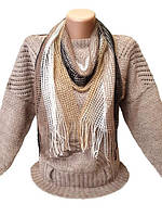 M-XL Женский джемпер с вырезом лодочка, свитер с шарфом, теплый пуловер, вышивка бабочки