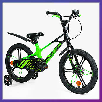 Велосипед дитячий двоколісний на магнієвій рамі Corso Elite ELT-18426 18" зріст 110-130 см 5-8 років Зелений