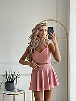 Стильный женский летний костюм топ с чашками и мини юбка