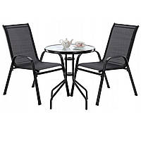 Комплект садовой мебели стол+ 2 стула Garden Line MINORKA Черный