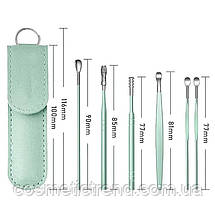 Інструменти для чищення вух косметологічні професійні (набір 6 шт + футляр), фото 2