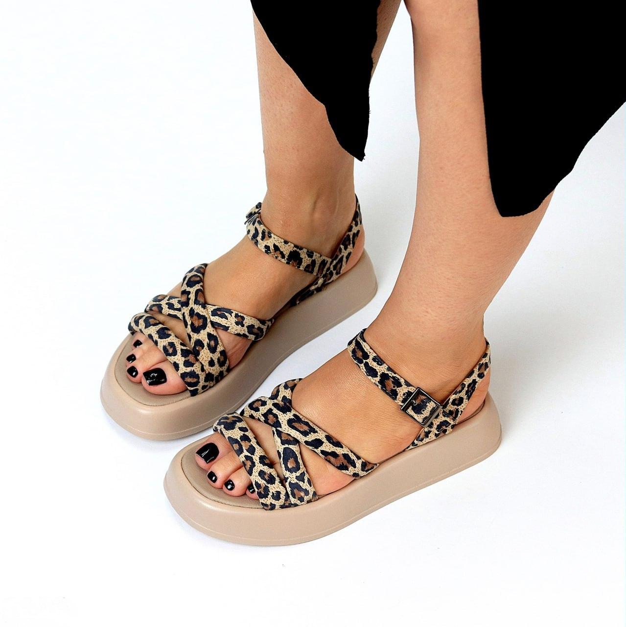 Жіночі босоніжки літні замшеві леопардові натуральна замша