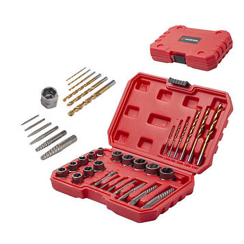 Набір екстракторів і свердел для пошкоджених болтів і гайок, 26 шт INTERTOOL SD-8009