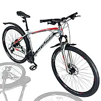 Велосипед Cross 29" Egoist 2023 Алюминиевая рама-18" Серый с Красным/ рост 175-190 см