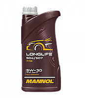 Моторне масло Mannol 7715 Longlife 504/507 5W-30 1л синтетичне для VOLKSWAGEN, AUDI, SKODA (VW 504.00/507.00)