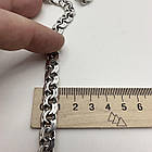 Масивний чоловічий срібний ланцюжок плоский бісмарк 70 г срібло чорнене 925 проби ланцюг на шию, фото 6