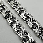 Масивний чоловічий срібний ланцюжок плоский бісмарк 70 г срібло чорнене 925 проби ланцюг на шию, фото 2