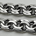 Масивний чоловічий срібний ланцюжок плоский бісмарк 70 г срібло чорнене 925 проби ланцюг на шию, фото 8