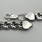 Масивний чоловічий срібний ланцюжок плоский бісмарк 70 г срібло чорнене 925 проби ланцюг на шию, фото 10