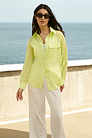 Жіноча сорочка з натуральної тканини батисту на літо з довгими рукавами 42-52 розміри різні кольори