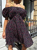 Модное платье в цветочек Женское модное платье с коротким рукавом Летнее женское платье мини V&Vsft