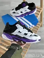 Мужские кроссовки Adidas Niteball, черный, белый, фиолетовый, рефлектив, Вьетнам Адідас Найтбол