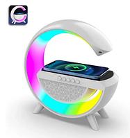 Светильник smart ночник аккумуляторный с беспроводной зарядкой для телефона и Bluetooth колонкой dto