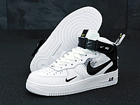 Nike Air Force 1 (Топ качество) Найк Еір Форс 1 білі з чорним