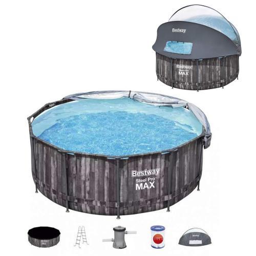 Каркасний басейн BestWay 5619К 366 x 122 см з куполом, тент, сходи, фільтр насос 2006 л/год