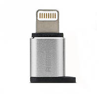 Переходник адаптер Remax RA-USB2 MicroUSB на Lightning для iPod, iPhone, iPad серебряный