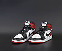 Мужские кроссовки Nike Air Jordan 1 Retro High, кожа, красный, белый, черный, Китай 42