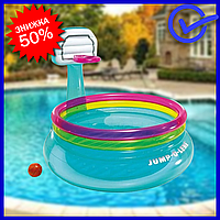 Детский надувной бассейн Intex для загородного дома с баскетбольным кольцом, круглый наливной бассейн