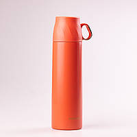 Термос с чашкой и клапаном Mini Cup 500 мл с металлической колбой Оранжевый