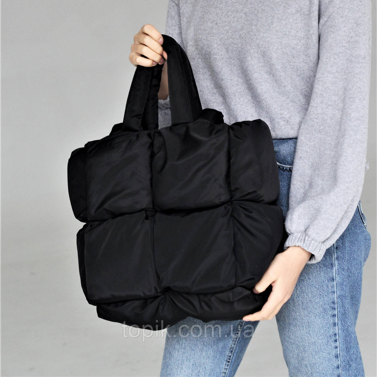 Сумка женская Пиксель Дутая сумка шопер женская черная Сумка жіноча ...