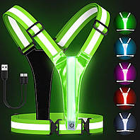Біговий легкий жилет з 5 світлими кольорами, Light Up Vest Runners Night Walking USB Rechargeable